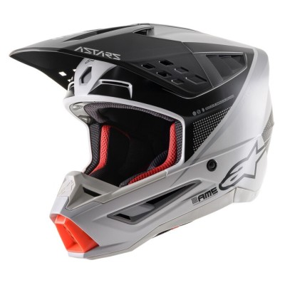 Casque Alpinestars S-M5 Rayon Gris Clair Noir Argent Matt 