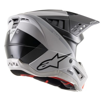 Casque Alpinestars S-M5 Rayon Gris Clair Noir Argent Matt 