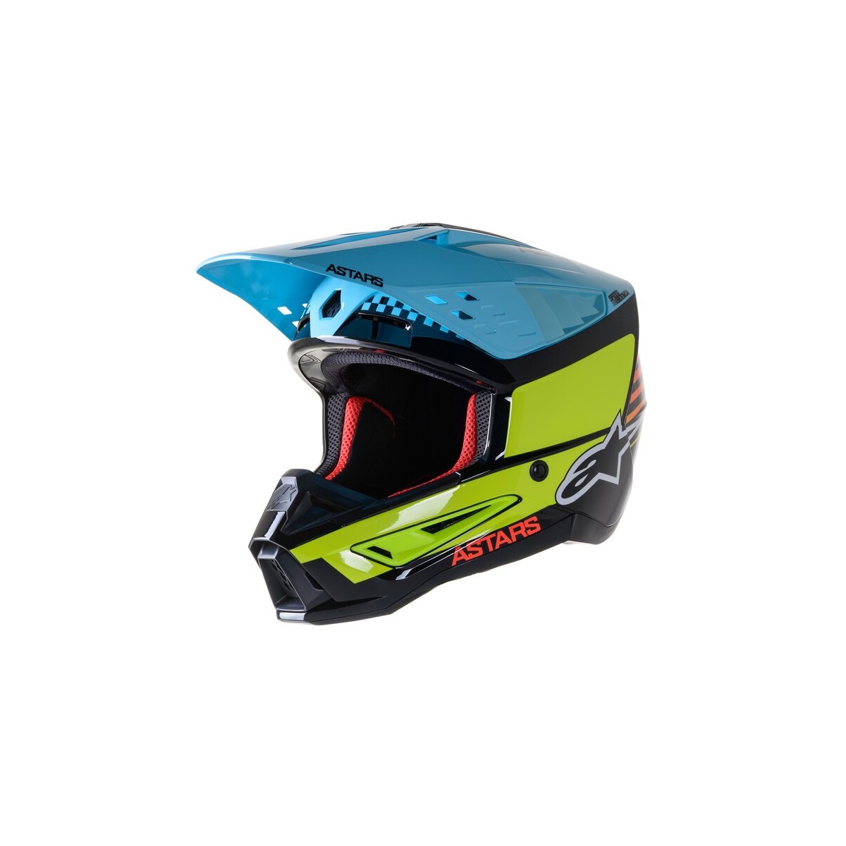 Casque Alpinestars S-M5 Speed Noir Jaune Fluo Bleu Ciel 