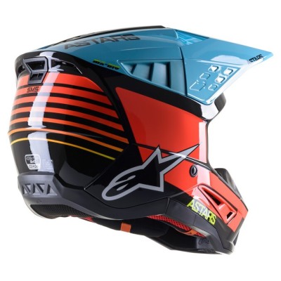 Casque Alpinestars S-M5 Speed Noir Jaune Fluo Bleu Ciel 