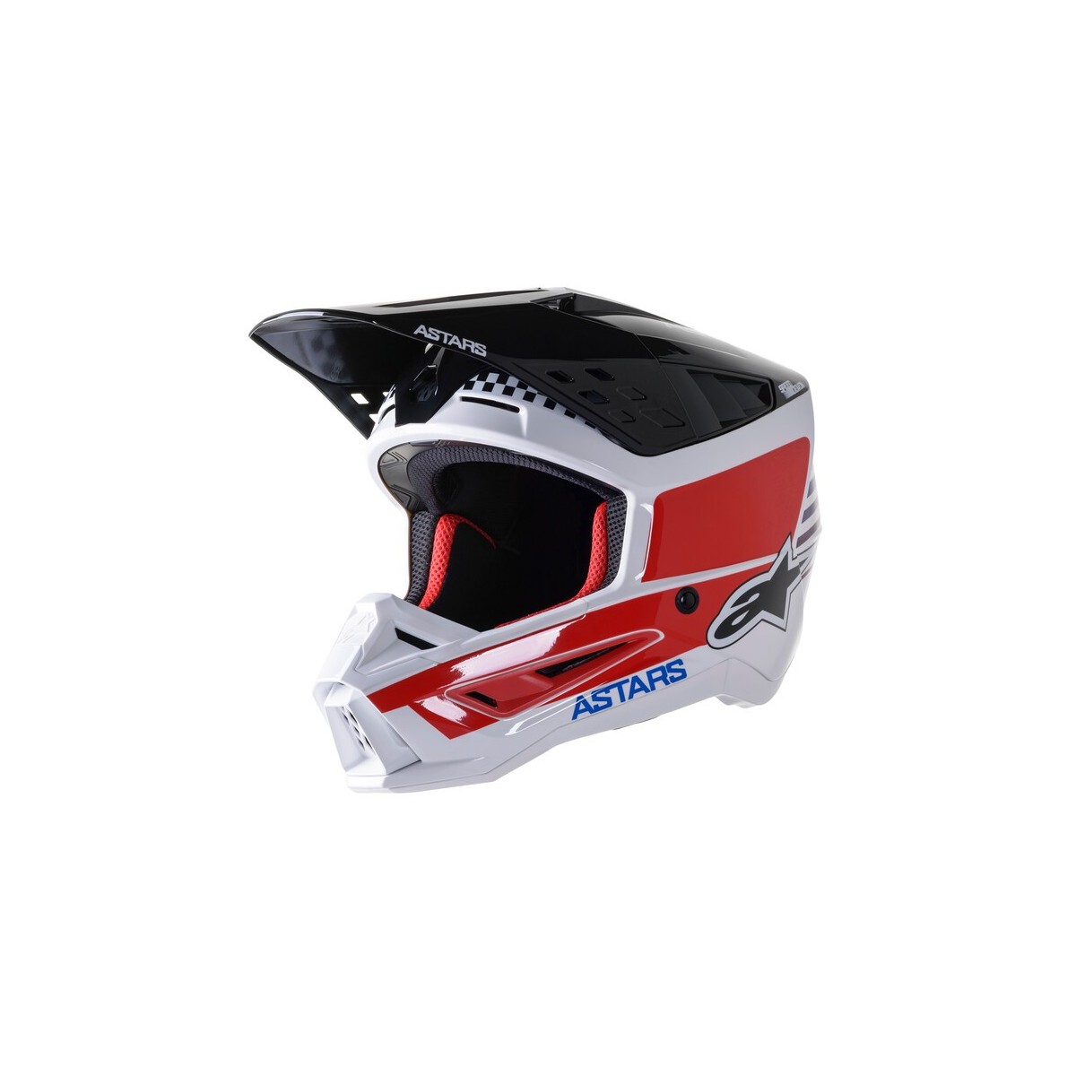 Casque Alpinestars S-M5 Speed Blanc Bleu Foncé Rouge Brillant 