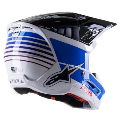 Casque Alpinestars S-M5 Speed Blanc Bleu Foncé Rouge Brillant 