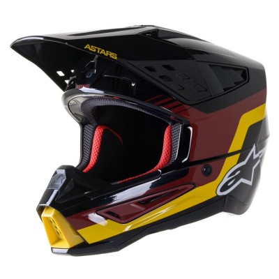 Casque Alpinestars S-M5 Venture Noir Bordeaux Jaune Brillant 