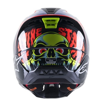 Casque Alpinestars S-M5 Solar Flare Noir Bleu Rouge Fluo Brillant 