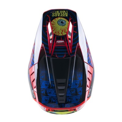 Casque Alpinestars S-M5 Solar Flare Noir Bleu Rouge Fluo Brillant 