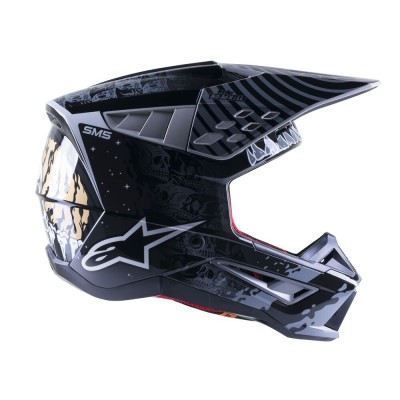 Casque Alpinestars S-M5 Solar Flare Noir Gris Or Brillant 