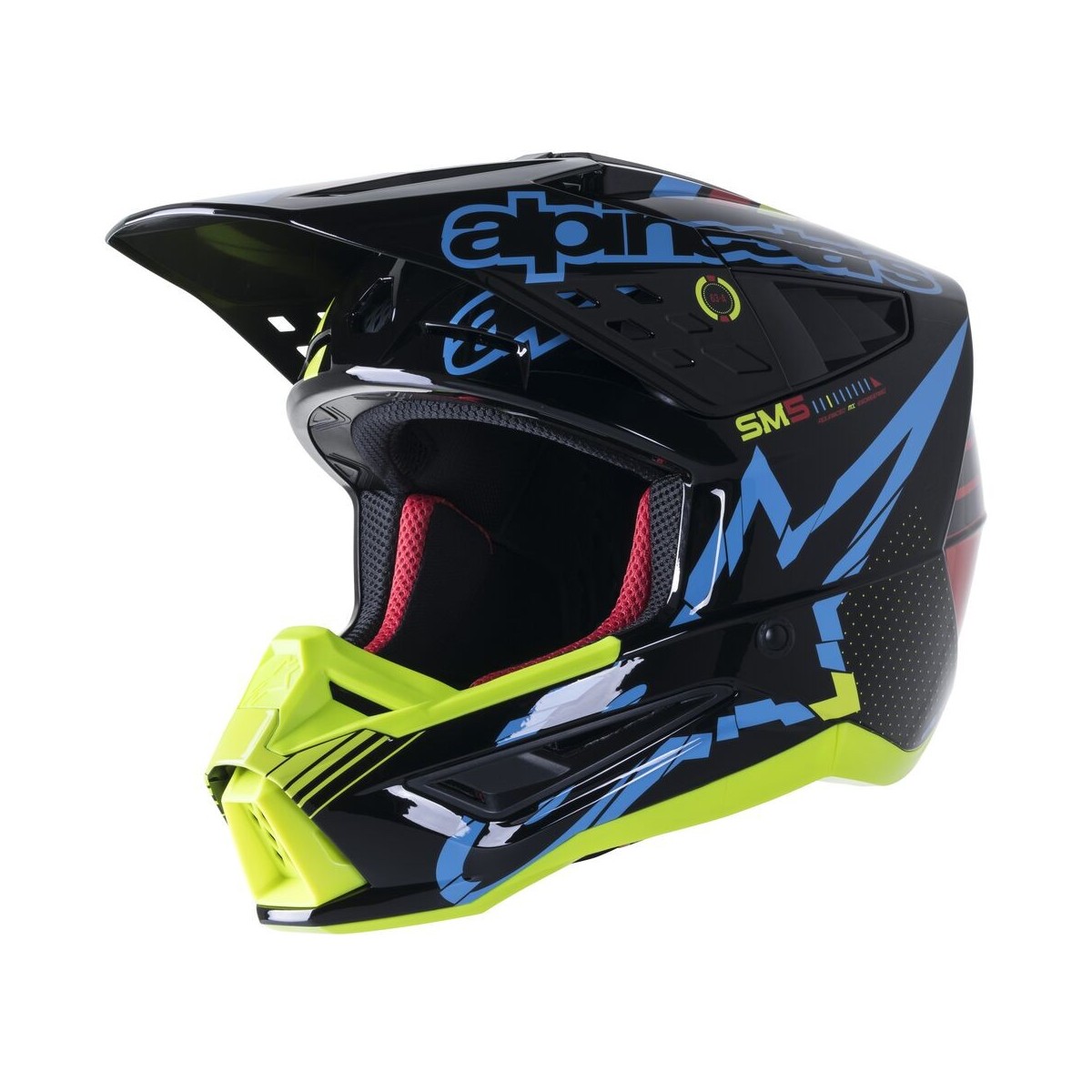 Casque Alpinestars S-M5 Action Noir Cyan Jaune Fluo Brillant 