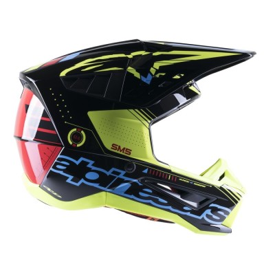 Casque Alpinestars S-M5 Action Noir Cyan Jaune Fluo Brillant 