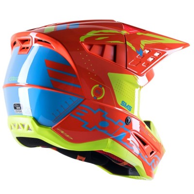 Casque Alpinestars S-M5 Action Orange Fluo Cyan Jaune Fluo Brillant 