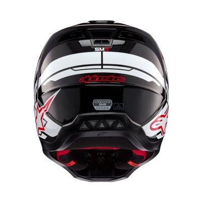 Casque Alpinestars S-M5 Action 2 Noir Blanc Rouge Vif Brillant 