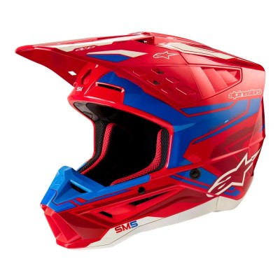 Casque Alpinestars S-M5 Action 2 Rouge Vif Bleu Brillant 
