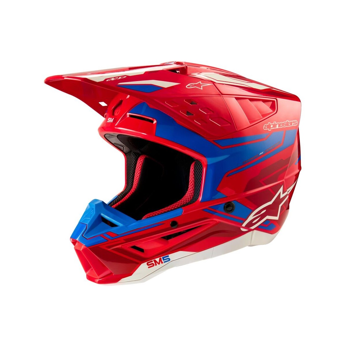 Casque Alpinestars S-M5 Action 2 Rouge Vif Bleu Brillant 
