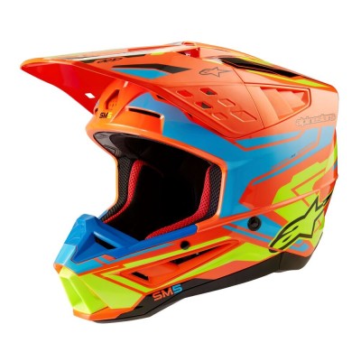 Casque Alpinestars S-M5 Action 2 Orange Fluo Cyan Jaune Fluo Brillant 