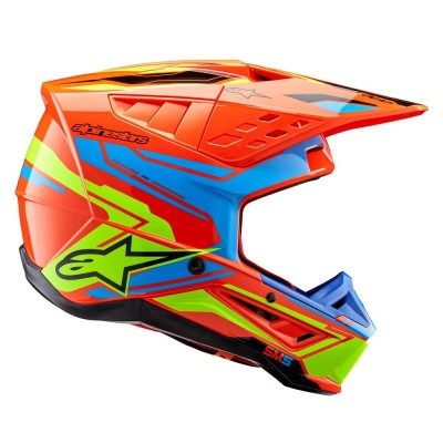 Casque Alpinestars S-M5 Action 2 Orange Fluo Cyan Jaune Fluo Brillant 