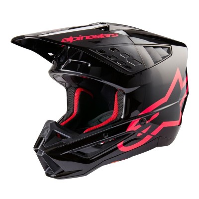 Casque Alpinestars S-M5 Corp Noir Rose Diva Brillant 