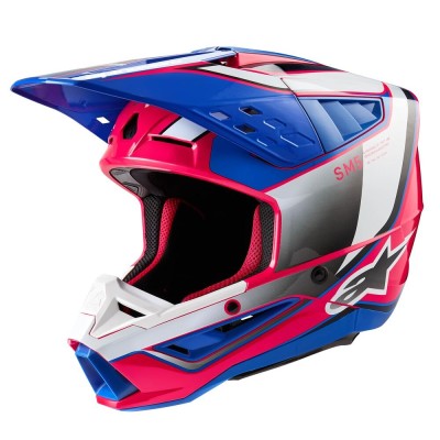 Casque Alpinestars S-M5 Sail Blanc Rose Diva Bleu Enamel Brillant 