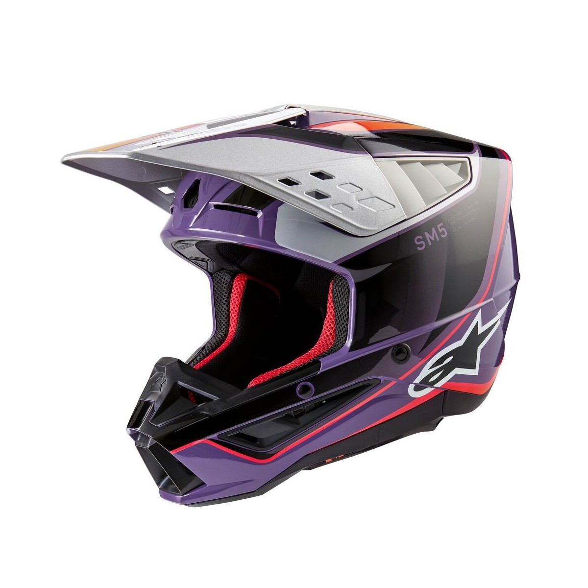 Casque Alpinestars S-M5 Sail Violet Noir Argent Brillant 