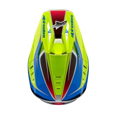 Casque Alpinestars S-M5 Sail Jaune Fluo Blue Enamel Argent Brillant 