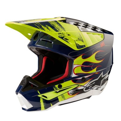 Casque Alpinestars S-M5 Rash Bleu Nuit Jaune Fluo Brillant 