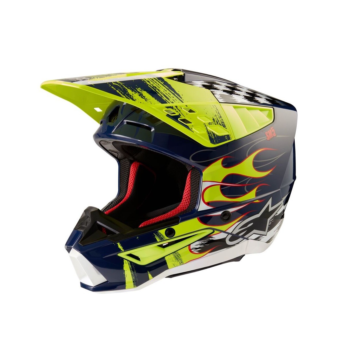 Casque Alpinestars S-M5 Rash Bleu Nuit Jaune Fluo Brillant 