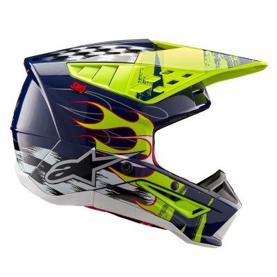 Casque Alpinestars S-M5 Rash Bleu Nuit Jaune Fluo Brillant 