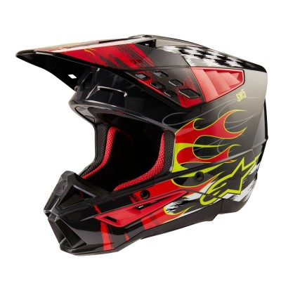 Casque Alpinestars S-M5 Rash Gris Foncé Rouge Brillant 