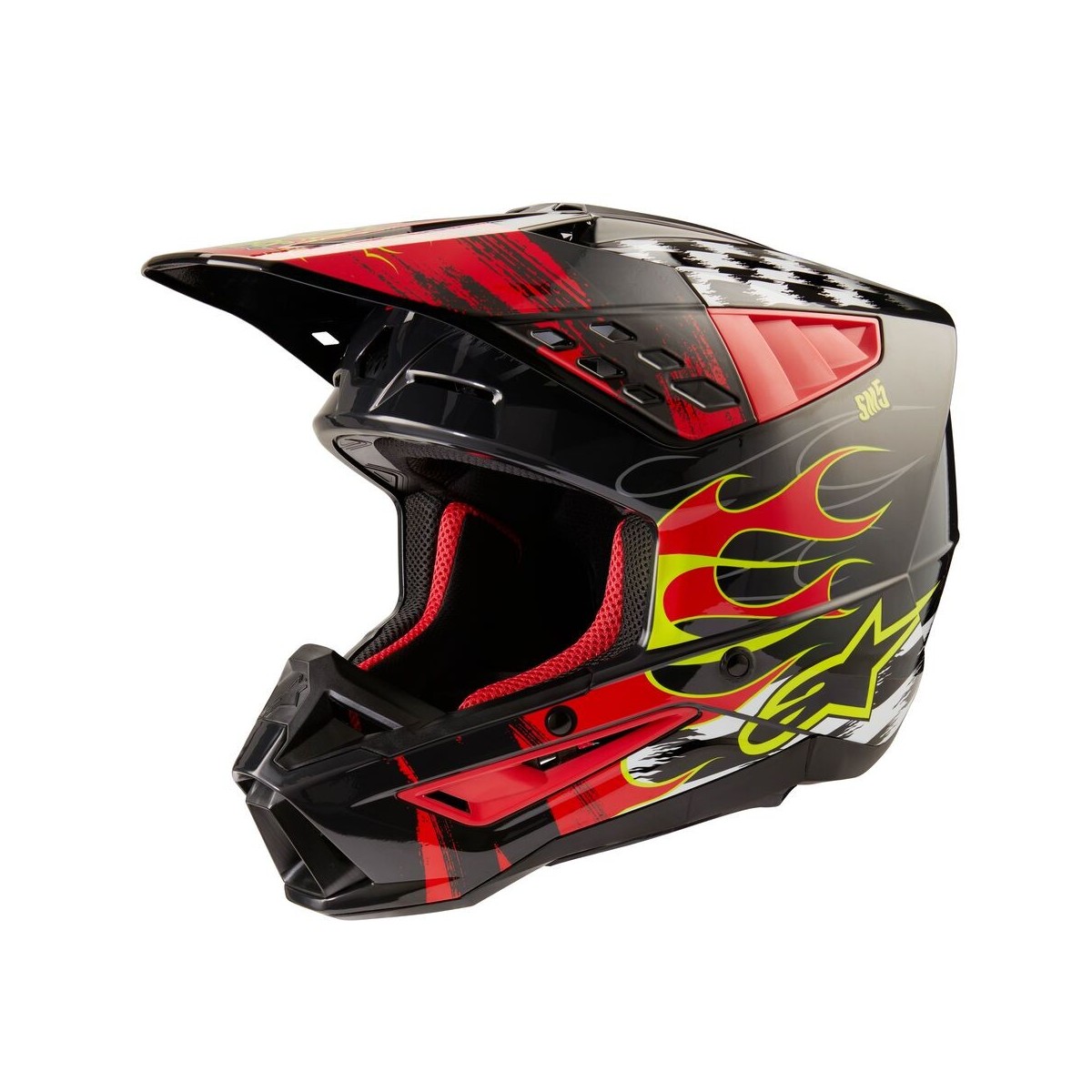 Casque Alpinestars S-M5 Rash Gris Foncé Rouge Brillant 