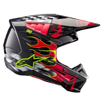 Casque Alpinestars S-M5 Rash Gris Foncé Rouge Brillant 