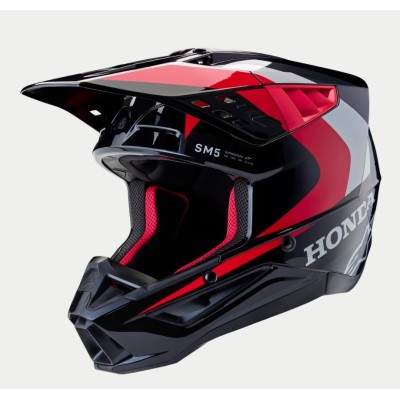 Casque Alpinestars S-M5 Honda Noir Rouge Brillant 