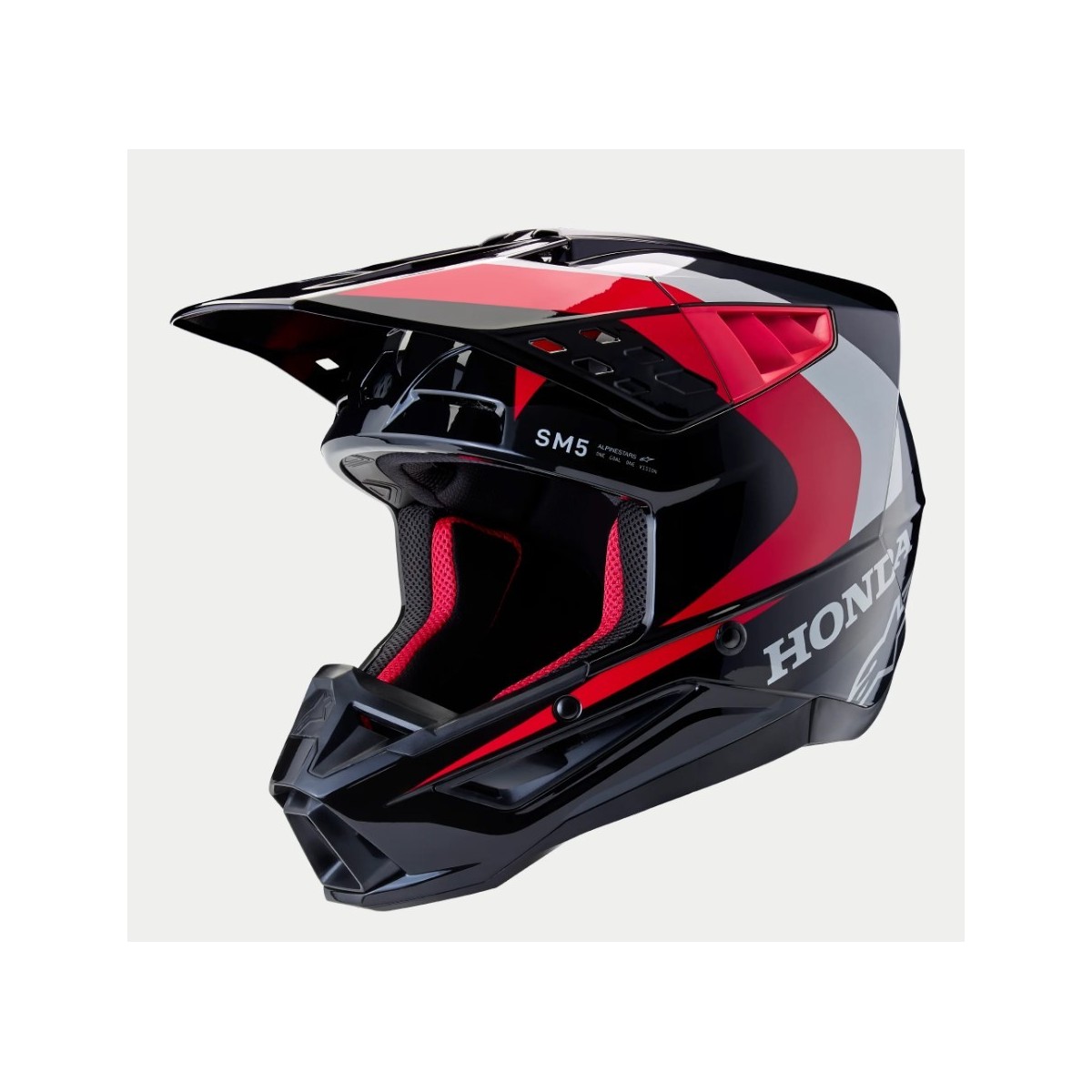Casque Alpinestars S-M5 Honda Noir Rouge Brillant 