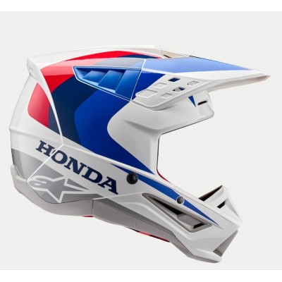 Casque Alpinestars S-M5 Honda Blanc Bleu Rouge Brillant 