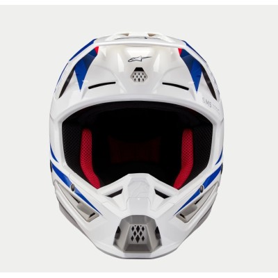 Casque Alpinestars S-M5 Honda Blanc Bleu Rouge Brillant 