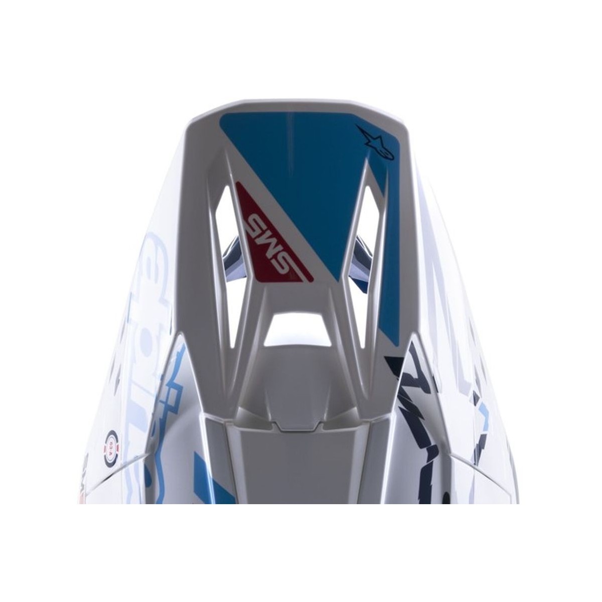 Visiere Alpinestars S-M5 Action Blanc Cyan Bleu Foncé Brillant 