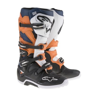 Bottes Alpinestars Tech 7 Noir Orange Blanc Bleu 