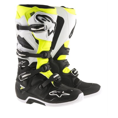 Bottes Alpinestars Tech 7 Noir Blanc Jaune Fluo 
