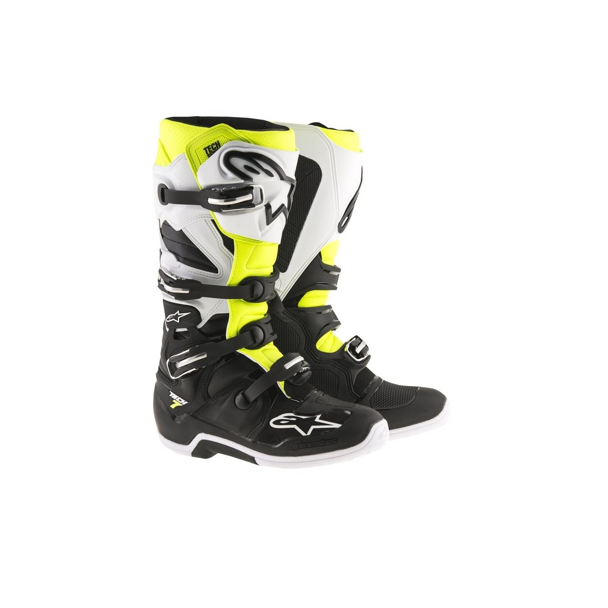 Bottes Alpinestars Tech 7 Noir Blanc Jaune Fluo 