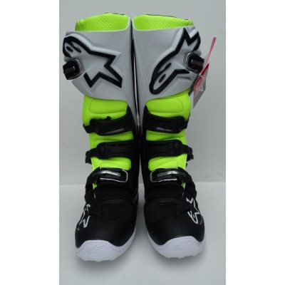 Bottes Alpinestars Tech 7 Noir Blanc Jaune Fluo 