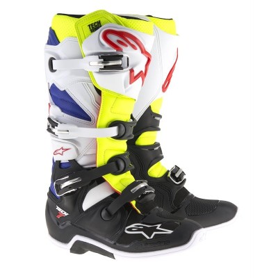 Bottes Alpinestars Tech 7 Blanc Jaune Fluo Bleu 