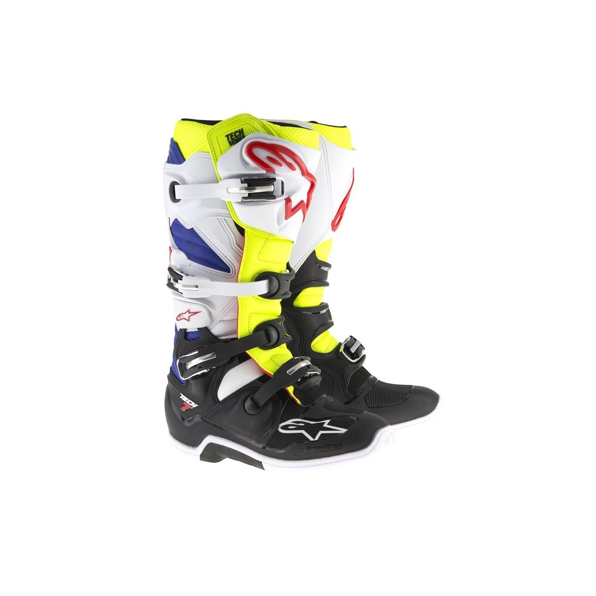 Bottes Alpinestars Tech 7 Blanc Jaune Fluo Bleu 