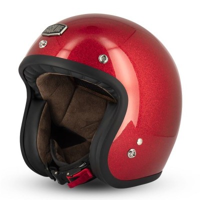 Casque Gasoline Jet Cafe Racer S250 Rouge Pailleté Brillant 