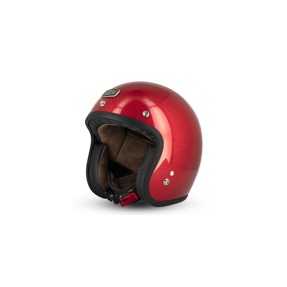 Casque Gasoline Jet Cafe Racer S250 Rouge Pailleté Brillant 