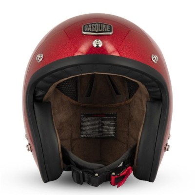 Casque Gasoline Jet Cafe Racer S250 Rouge Pailleté Brillant 