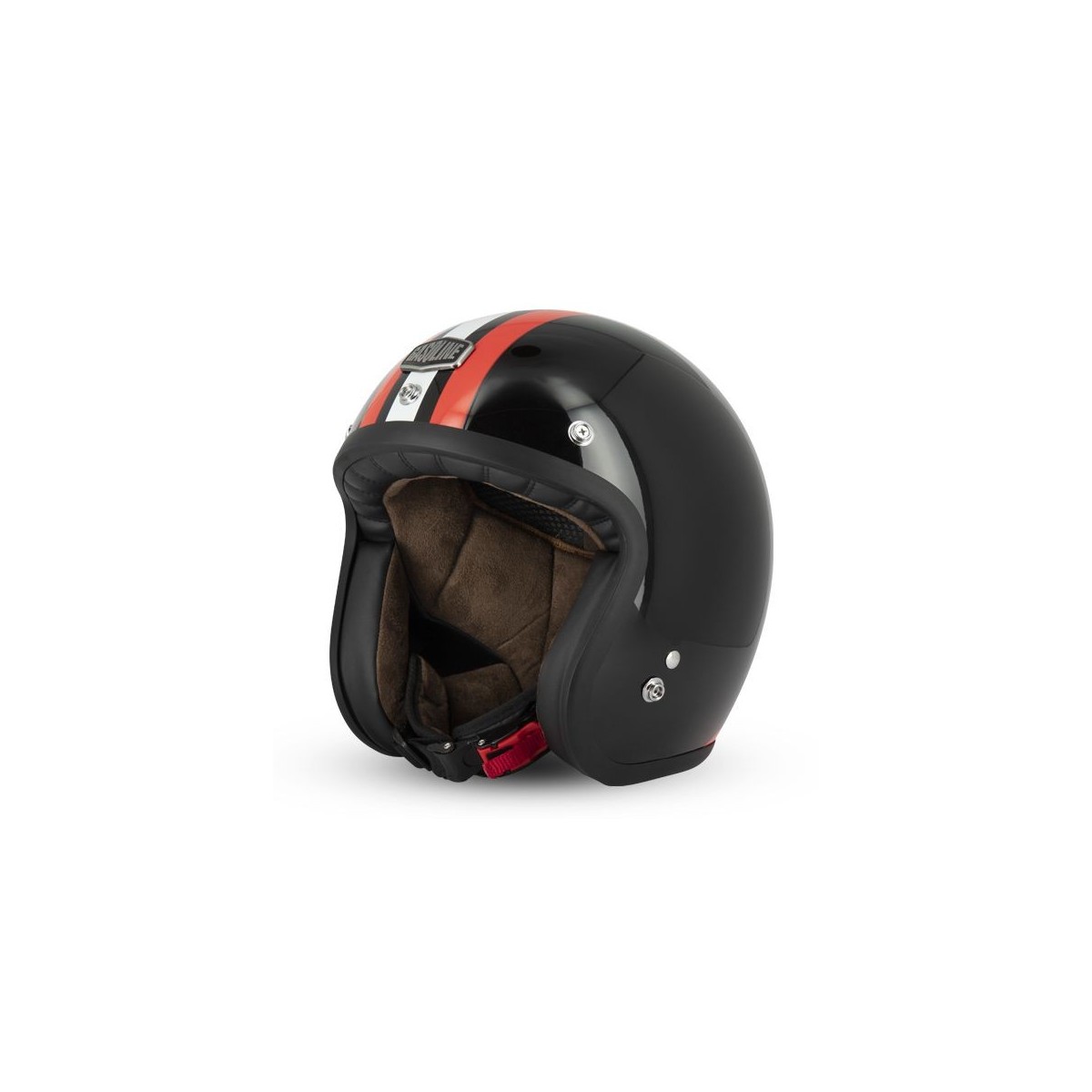 Casque Gasoline Jet Cafe Racer S250 Noir/Rouge/Blanc Brillant 