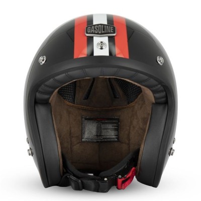 Casque Gasoline Jet Cafe Racer S250 Noir/Rouge/Blanc Brillant 