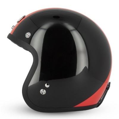 Casque Gasoline Jet Cafe Racer S250 Noir/Rouge/Blanc Brillant 
