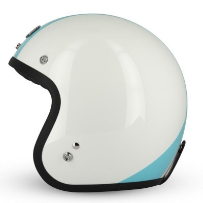 Casque Gasoline Jet Cafe Racer S250 Blanc/Bleu/Rouge Brillant 