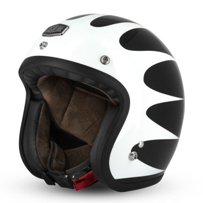 Casque Gasoline Jet Cafe Racer S250 Noir/Blanc Brillant 
