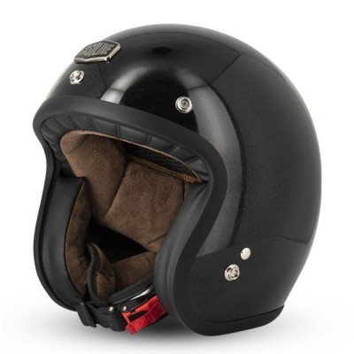 Casque Gasoline Jet Cafe Racer S250 Noir Pailleté Brillant 