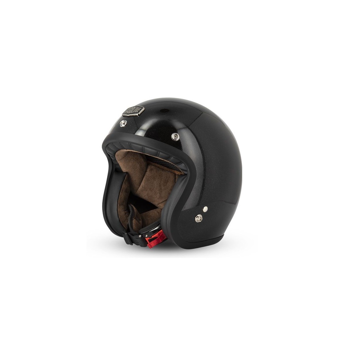 Casque Gasoline Jet Cafe Racer S250 Noir Pailleté Brillant 