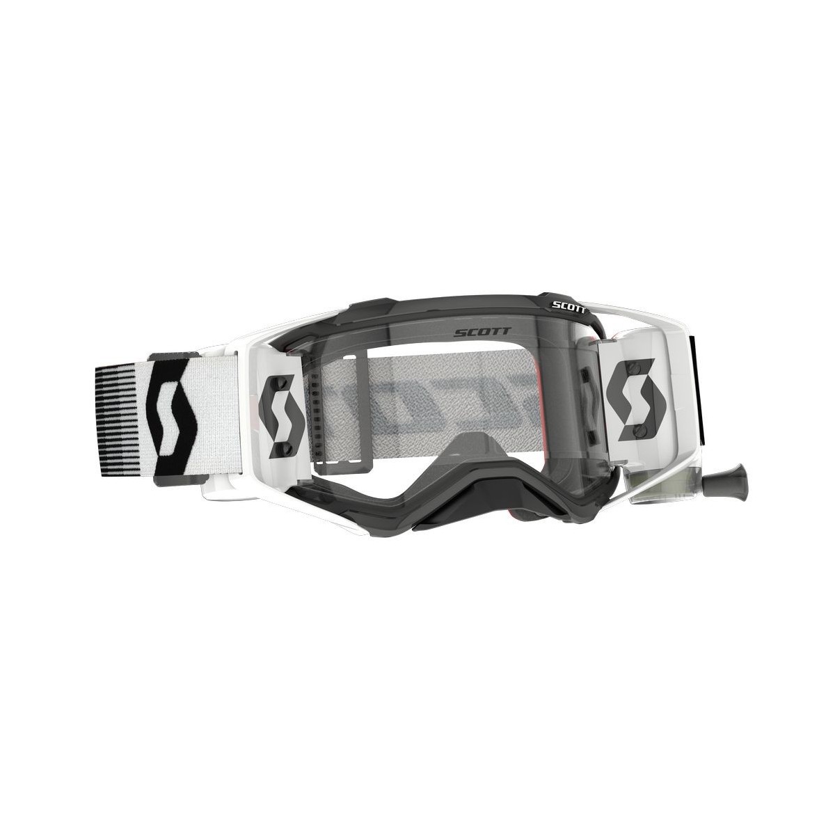 Masque Scott Prospect WFS Roll Off Noir Prenium Blanc ecran clair 